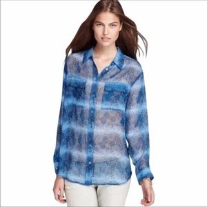 Equipment women’s blouse in blue snakeskin print